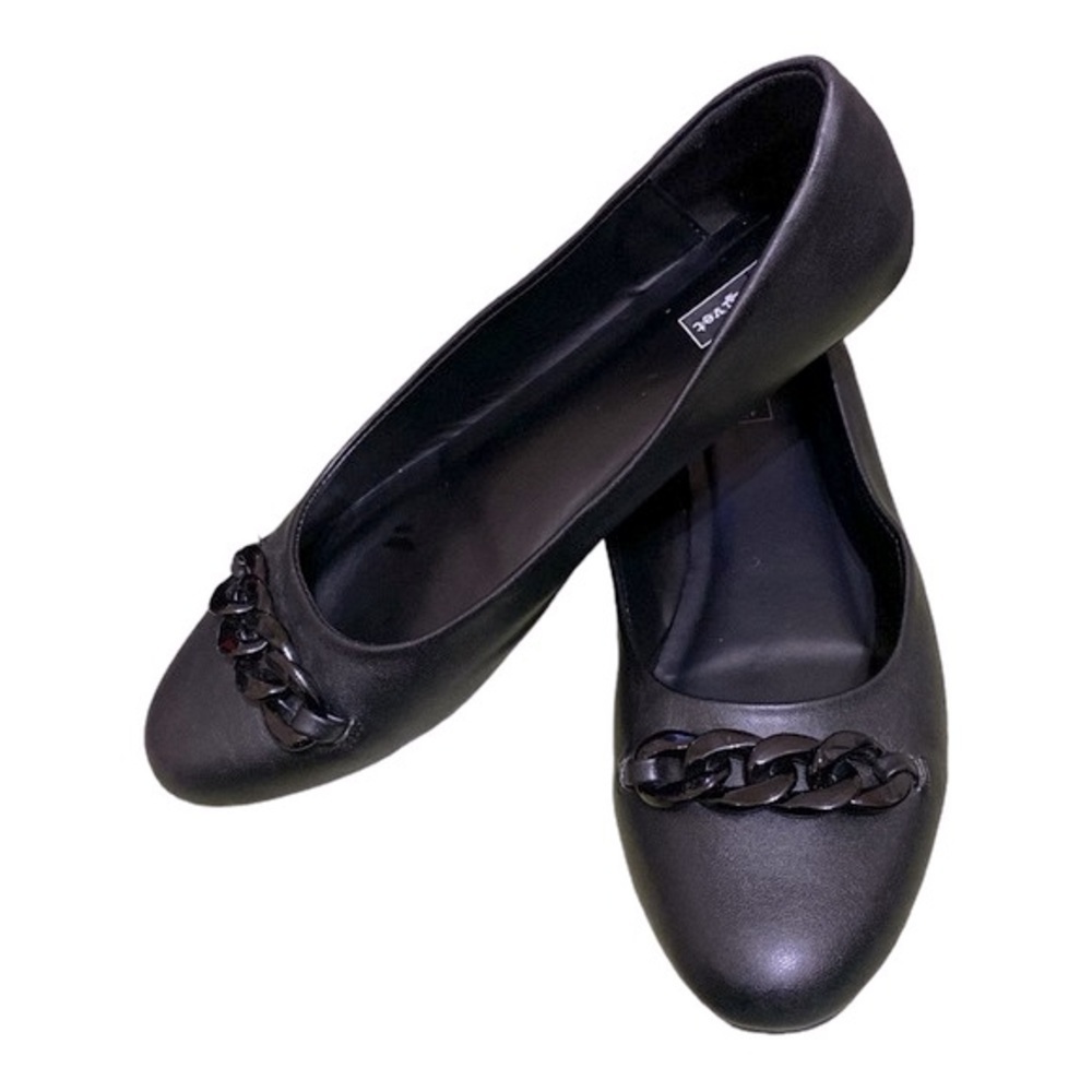 Ballet Flats Rivet with Chain Link Slip-Ons Women’s Black Size 10 “ Alec…